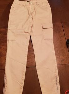 Poured in Blue Cargo Zippered Leg Jeans